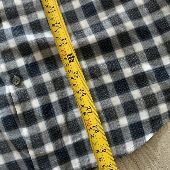 Theory Blue and white Plaid Button Down‎ size L casual dressy - Picture 7 of 11